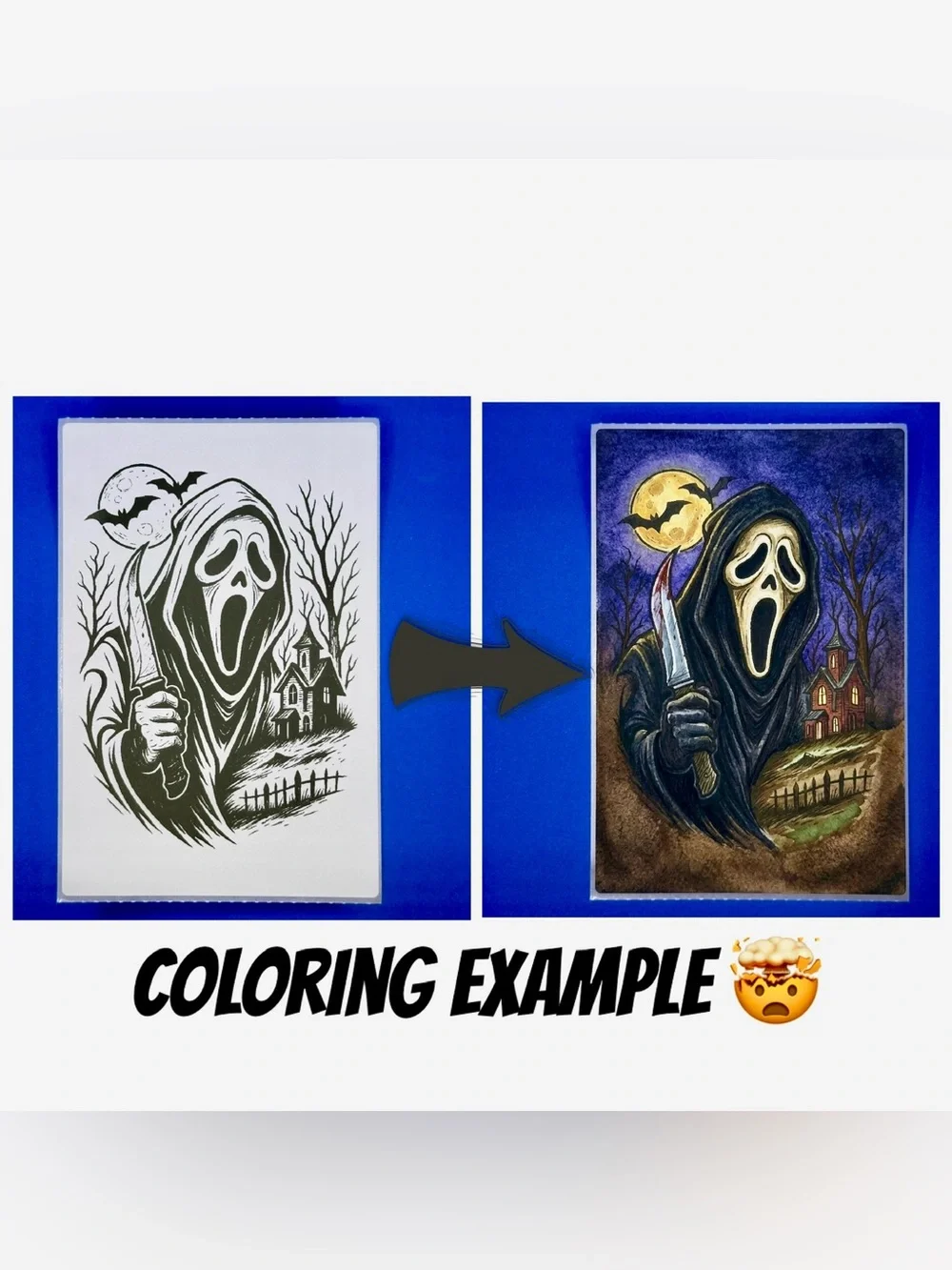 Spooky Horror Ghost Face Coloring Page 4-Pack! 🔪🌙